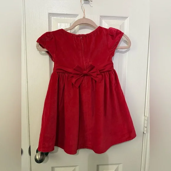 Classic Gap red velvet bow dress 3 yrs - Picture 4 of 5